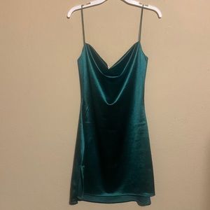 Juniors sz 4 Green satin Zaful dress. Worn once to homecoming.  Slits on sides